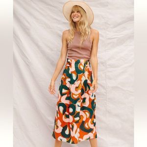 Anthropologie Multicolor Abstract Skirt